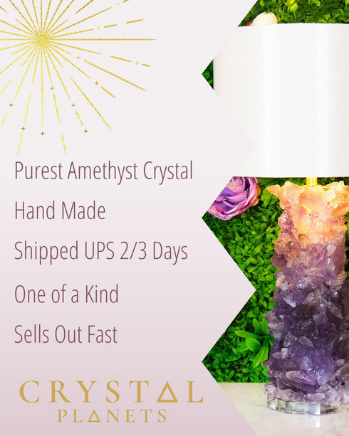 Set Natural Crystal Amethyst Table Lamps